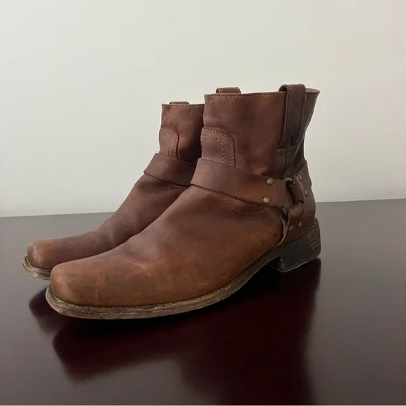Vintage Frye - Smith Harness Motorcycle Leather Boot - Brown 11 B